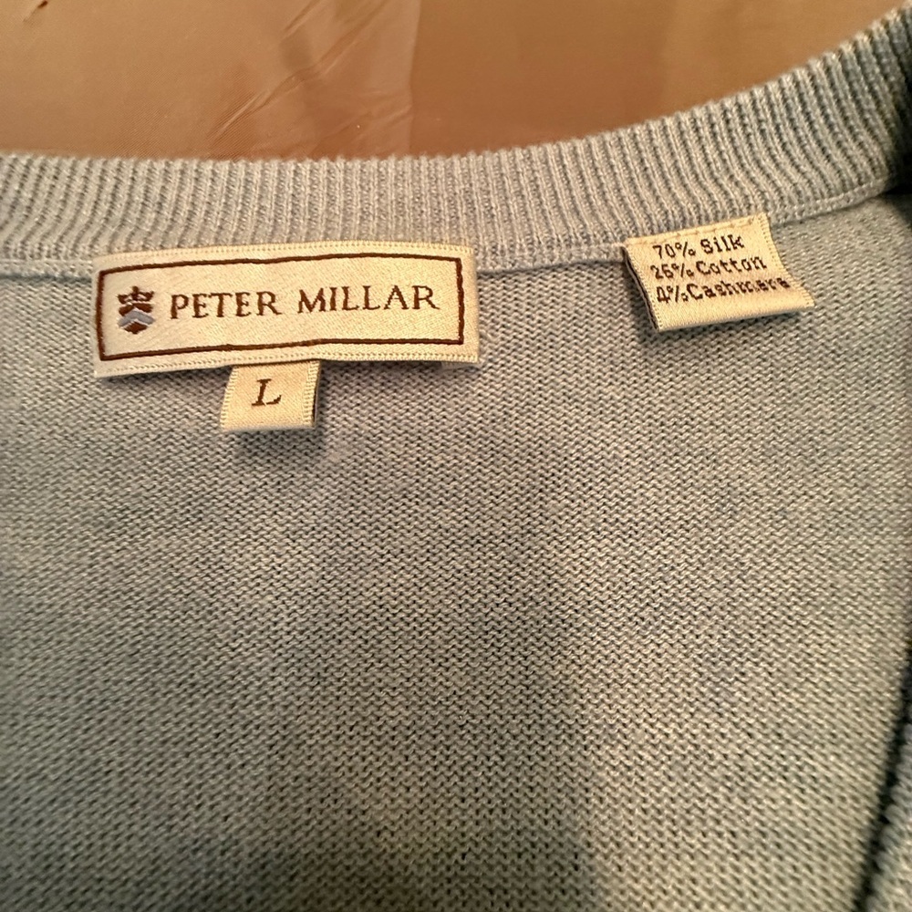 NWOT Peter Miller Silk/Cashmere Blue/Grey Golf Sweater Vest Large MSRP $225 - Picture 4 of 8